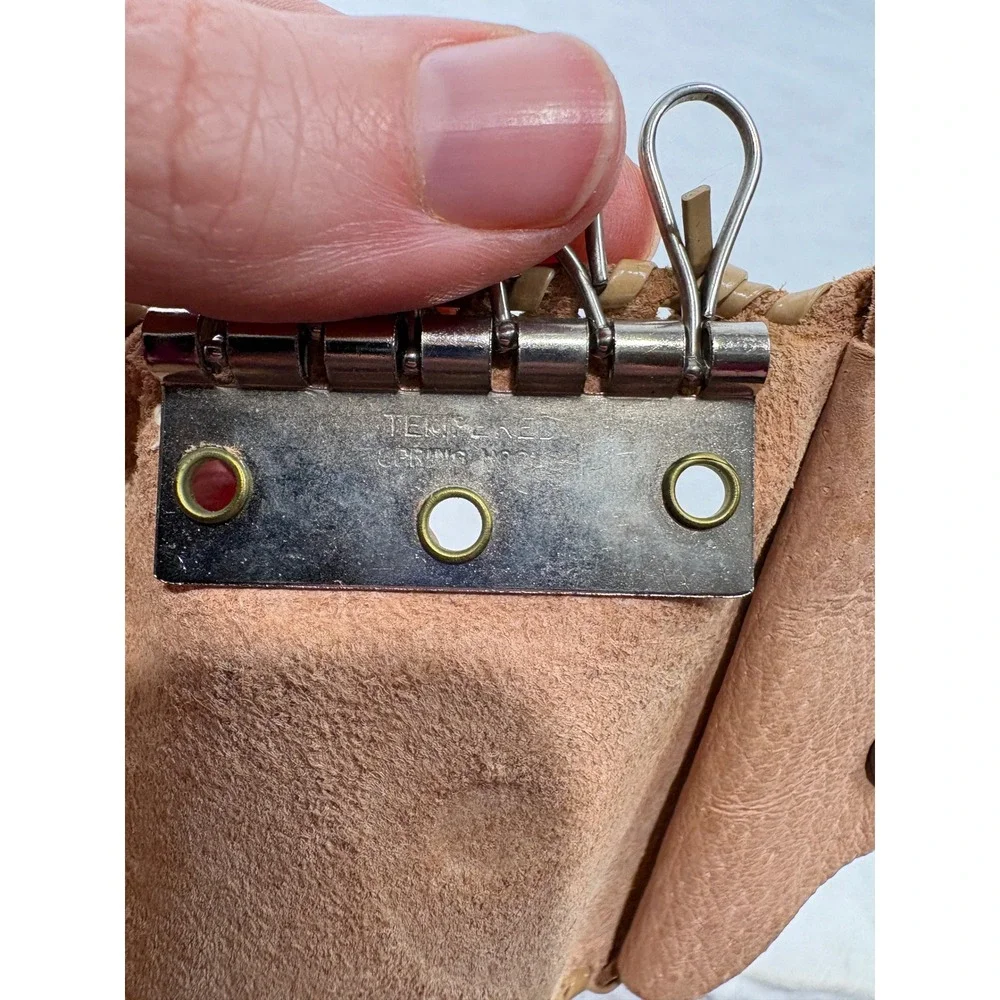 Vintage Tan Leather Whipstitch Key Case Wallet 6 Hook Holder with Coin Pouch